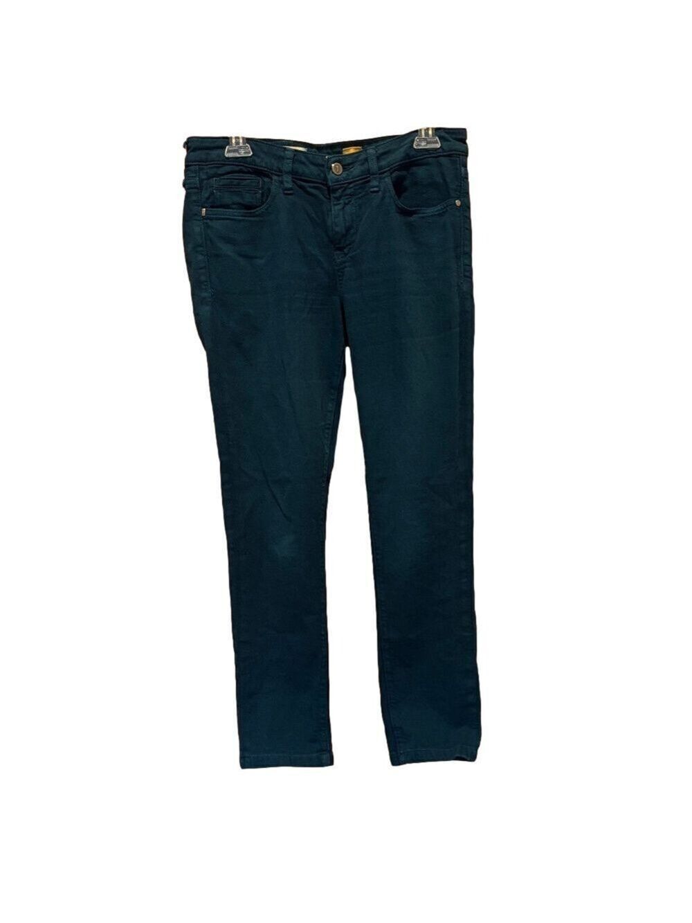 Anthropologie Pilcro and the Letterpress Dark Teal Skinny Mid Rise Jeans Size 28